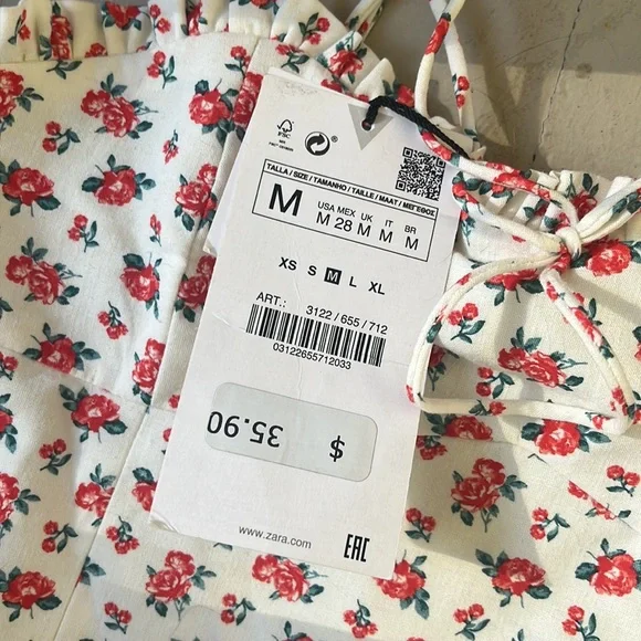 Zara bustier top, floral, NWT - Picture 2 of 4